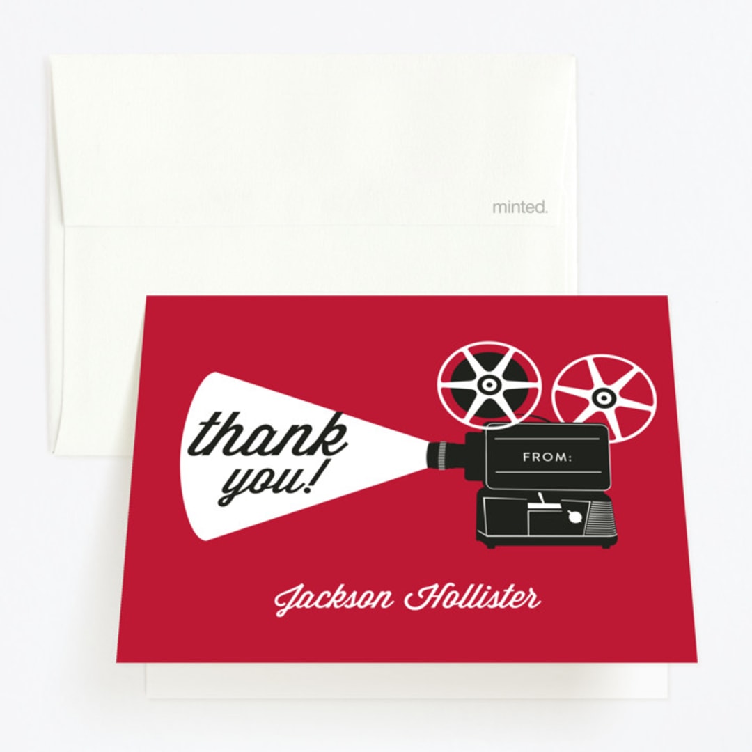 "Movie Night" - Children's Birthday Party Thank You Cards in Firetruck by Jill Means - Front