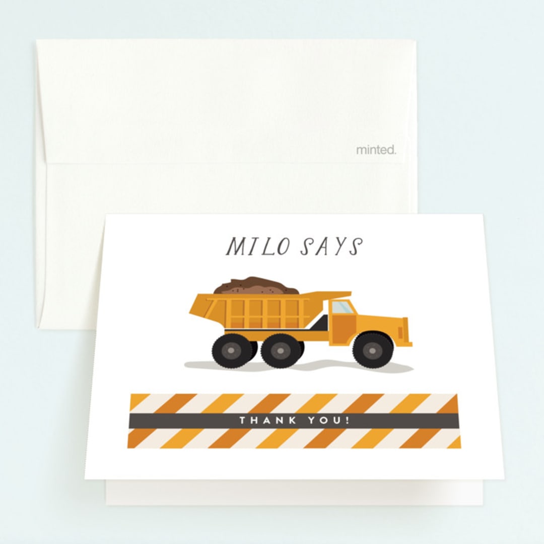 "loads of fun" - Children's Birthday Party Thank You Cards in Dumptruck by Susan Zinader - Front