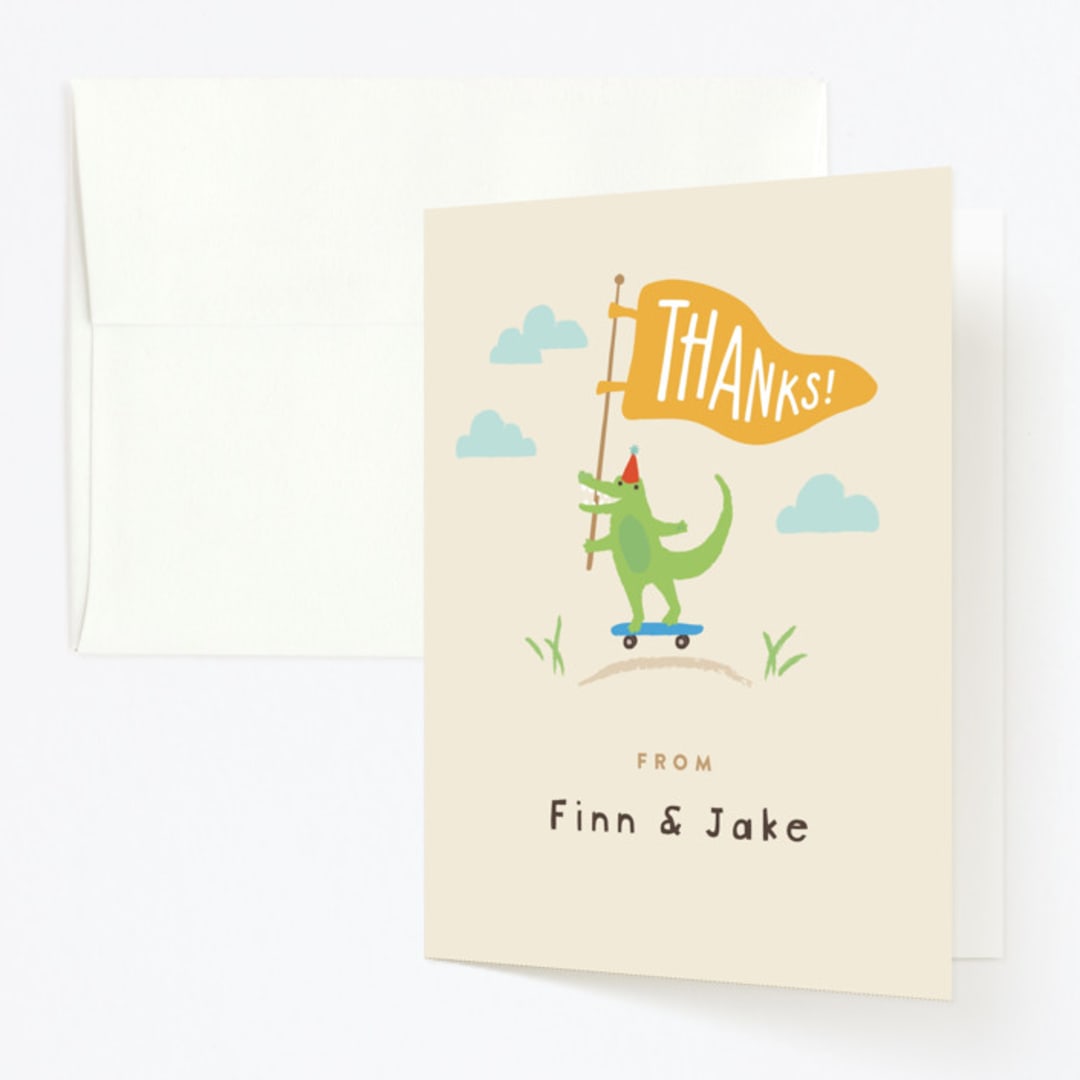 "Let's ride" - Children's Birthday Party Thank You Cards in Crepe by Jennifer Wick - Front