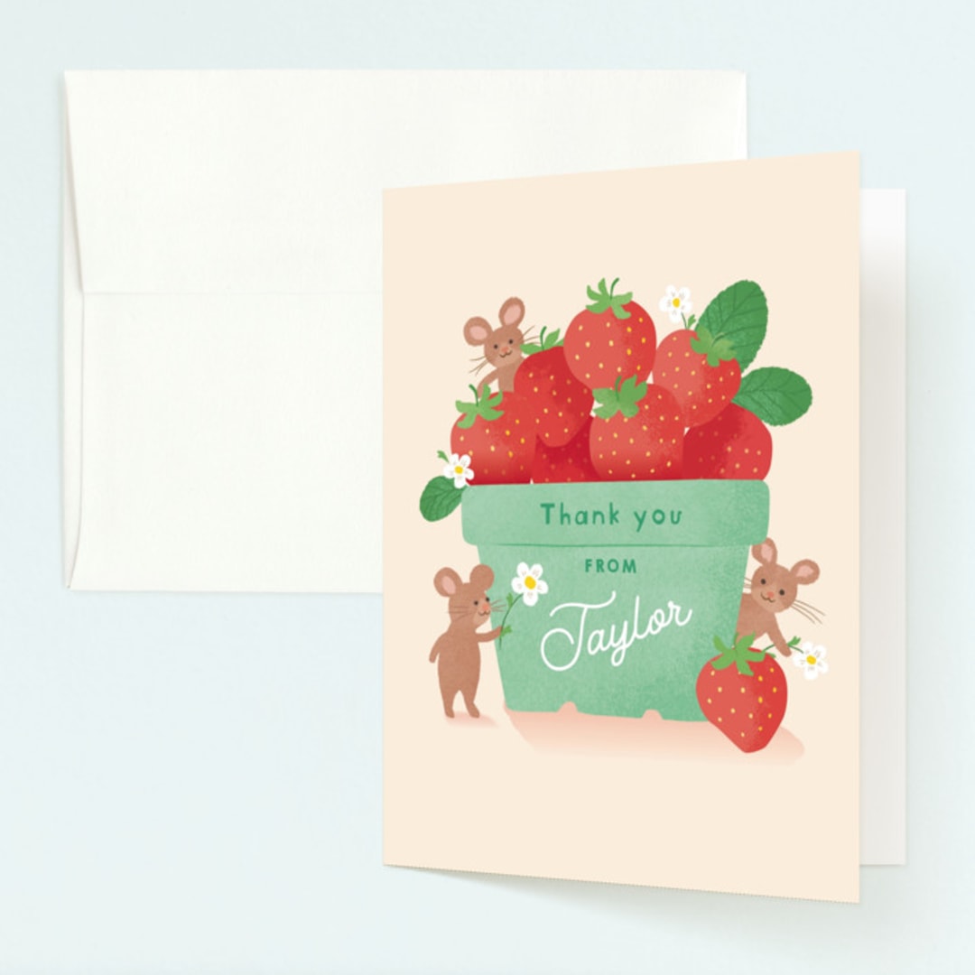 "Berry special" - Children's Birthday Party Thank You Cards in Vanilla by Jennifer Wick - Front