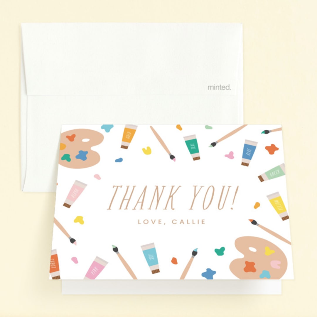 "let's pARTy!" - Children's Birthday Party Thank You Cards in Frost by Ellen Schlegelmilch - Front