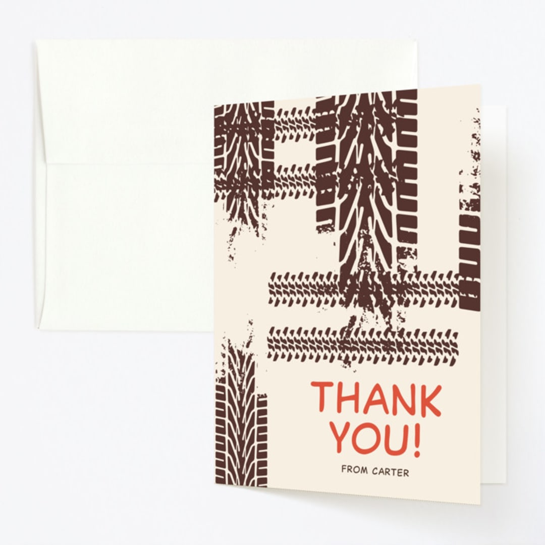 "Digging" - Children's Birthday Party Thank You Cards in Dirt by Megan Cash - Front