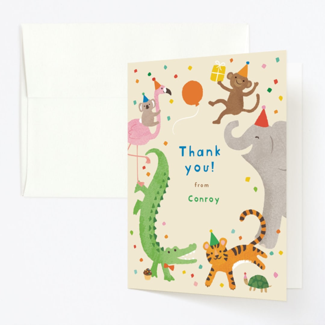 "confetti crew" - Children's Birthday Party Thank You Cards in Sugar Cookie by Jennifer Wick - Front
