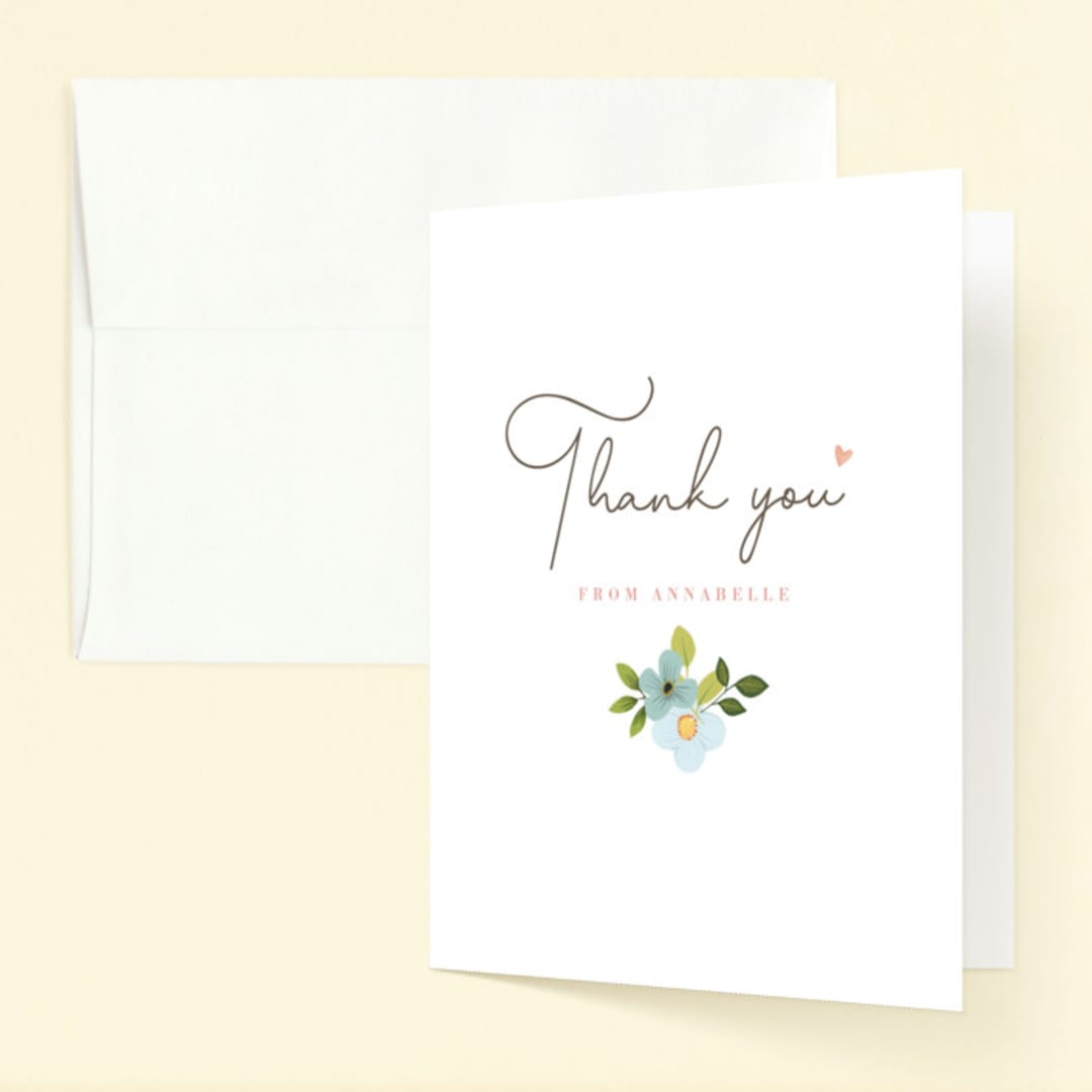 "Make A Wish!" - Children's Birthday Party Thank You Cards in Cotton Candy by Peony Rose Design - Front