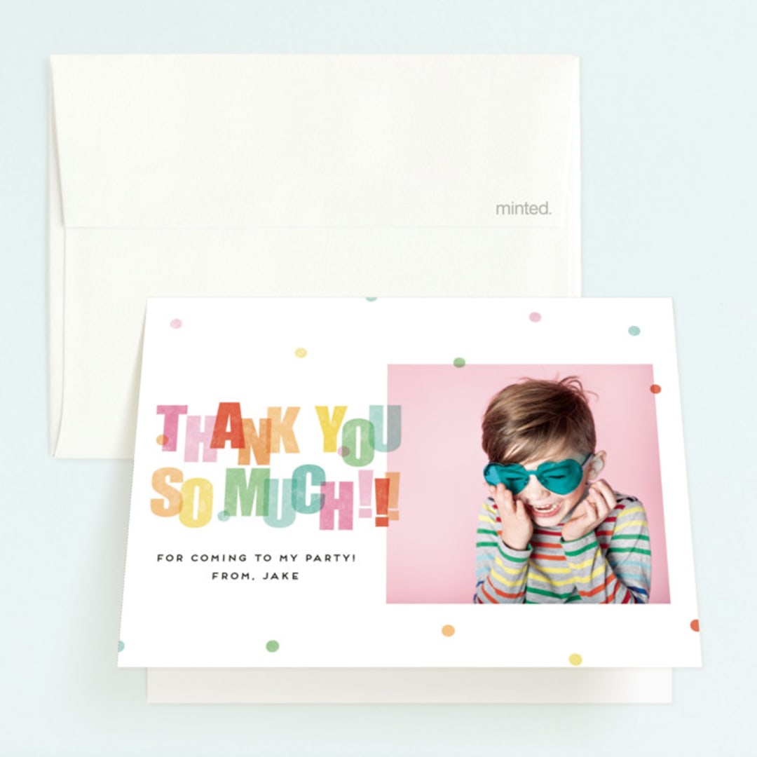 "Get Ready to Party" - Children's Birthday Party Thank You Cards in Sprinkles by Stephanie Hawkes - Front