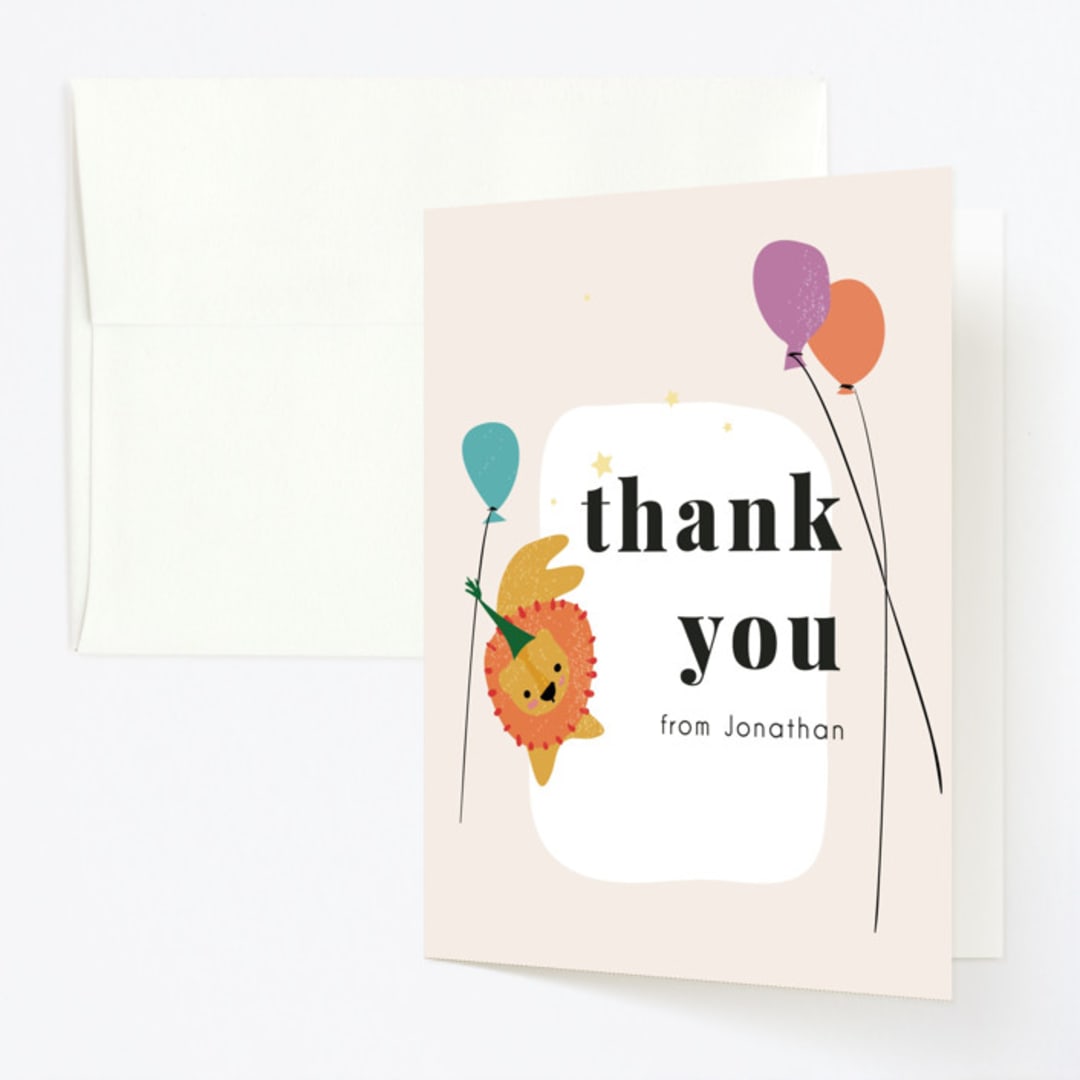 "PPParty" - Children's Birthday Party Thank You Cards in Sand by samovilka - Front