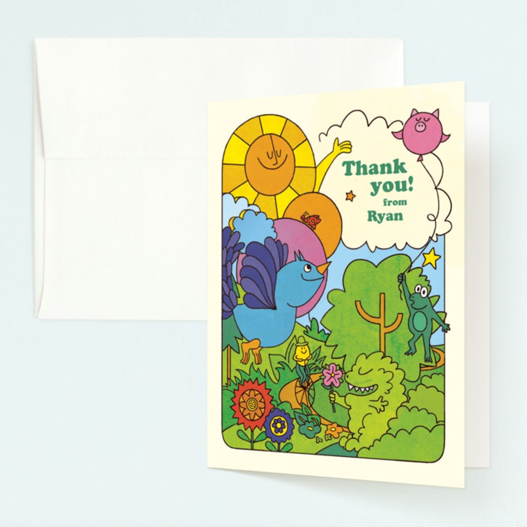 "Birthday Groove" - Children's Birthday Party Thank You Cards in Summer by Morgan Ramberg - Front