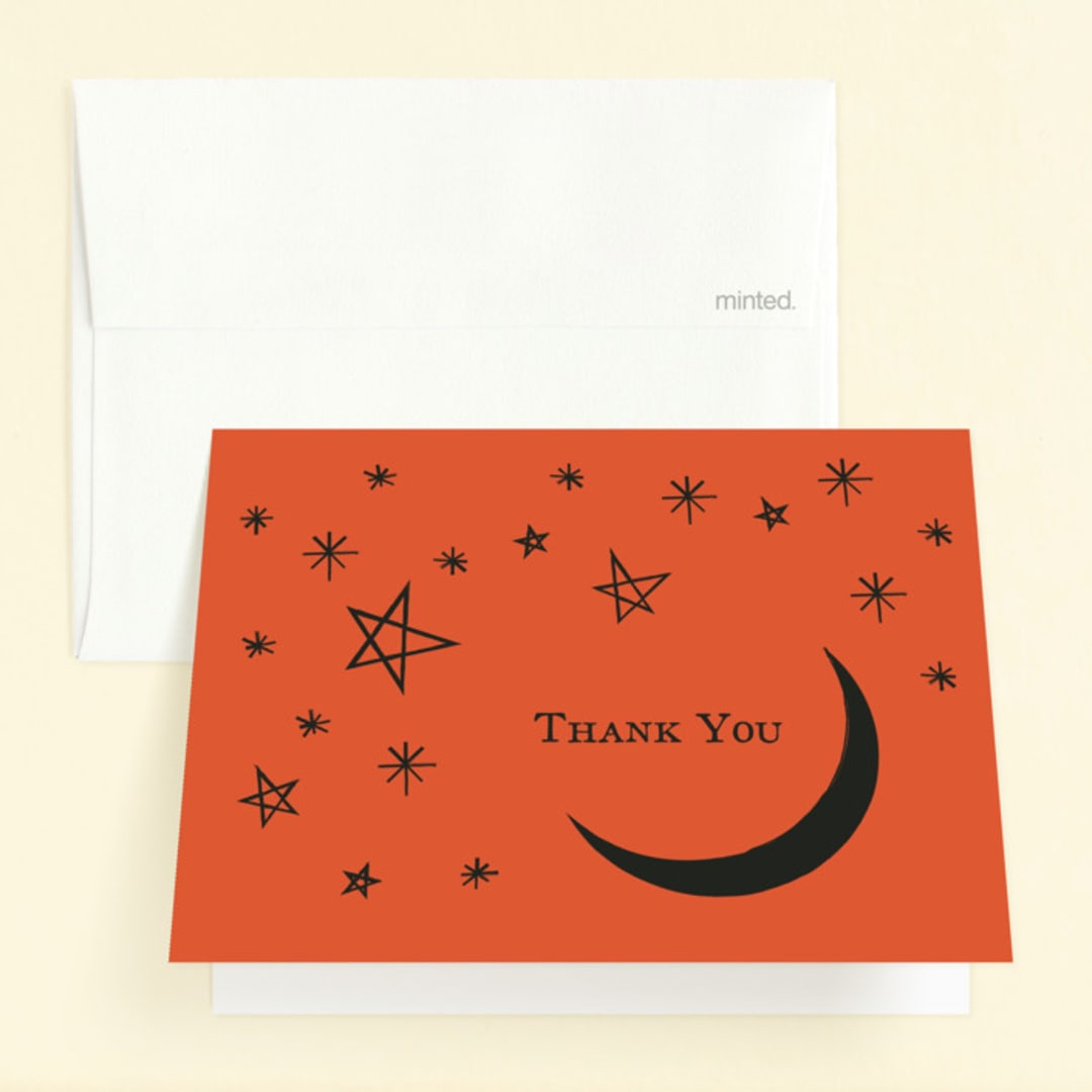 "Spooky Bat" - Children's Birthday Party Thank You Cards in Hibiscus by Ani Somi - Front