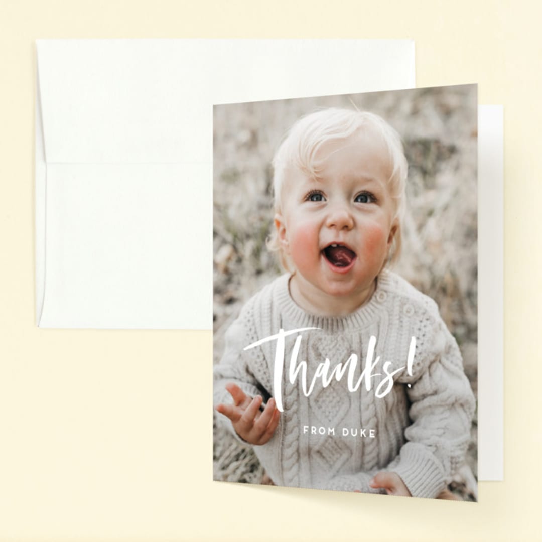 "Hats Off" - Children's Birthday Party Thank You Cards in Sugar by Christie Garcia - Front