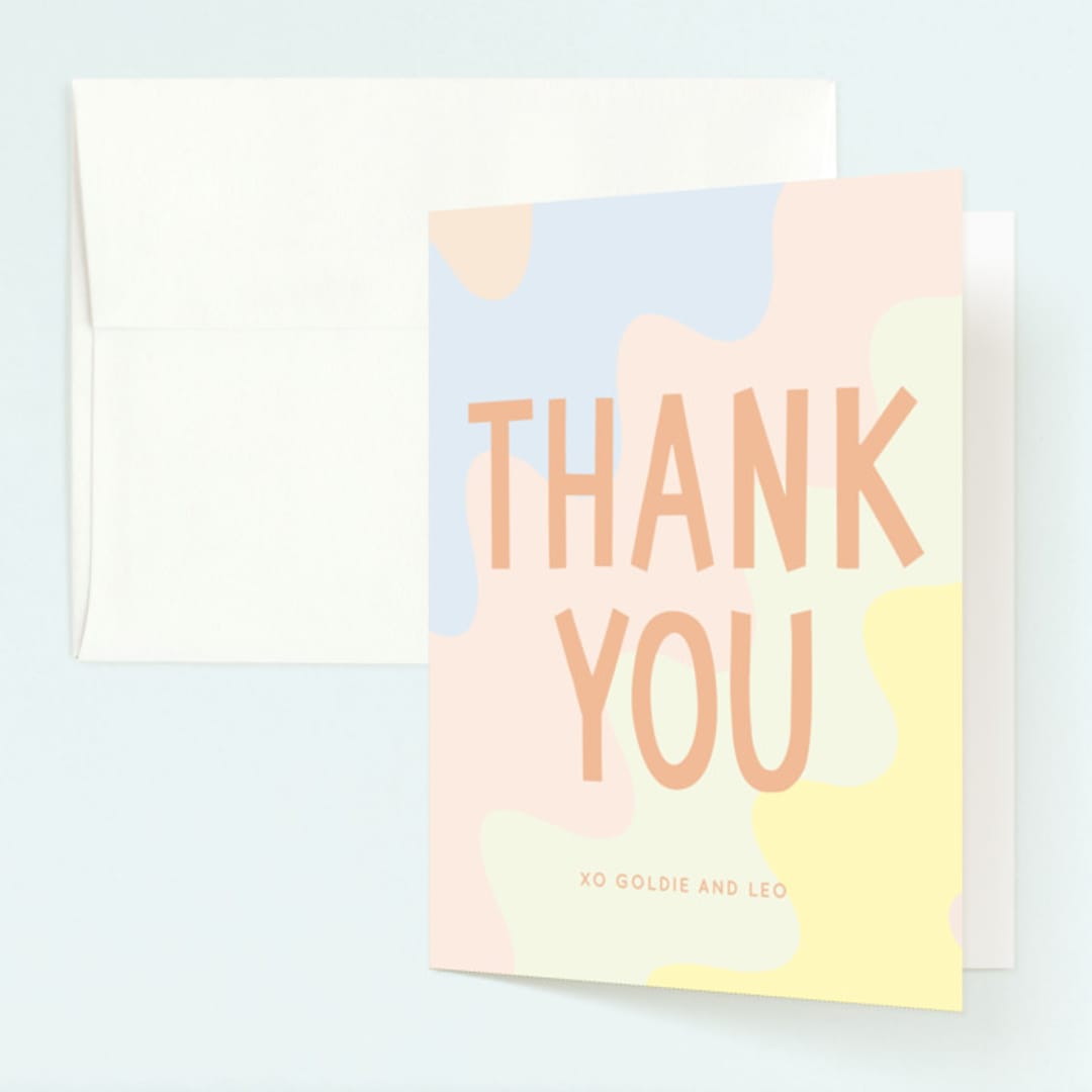 "Bday Twins" - Children's Birthday Party Thank You Cards in Creamsicle by Baumbirdy - Front