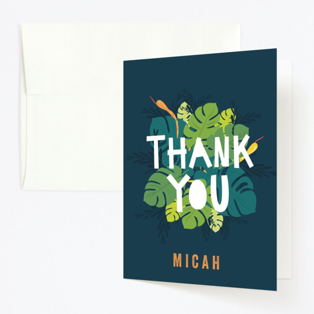 "Wilder" - Children's Birthday Party Thank You Cards in Jungle by Bethany Anderson - Front