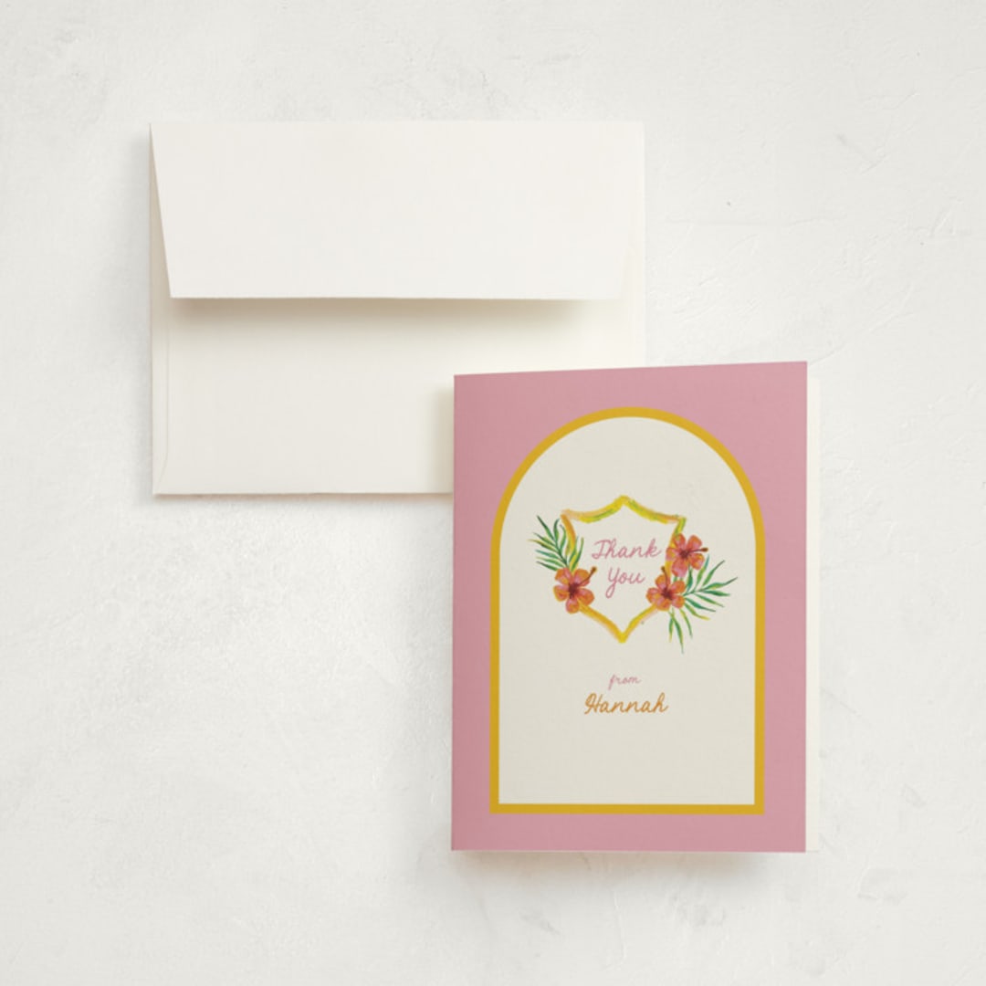 "Beach Club" - Children's Birthday Party Thank You Cards in Lemon by Claudia Orengo - Front