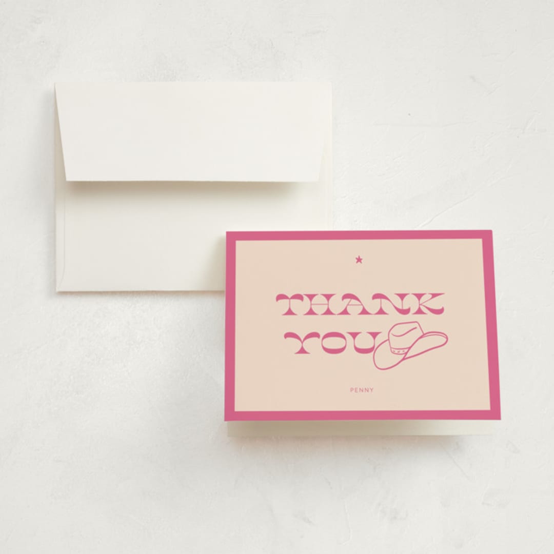 "cowgirl birthday" - Children's Birthday Party Thank You Cards in Peony by Rachel Cassel - Front