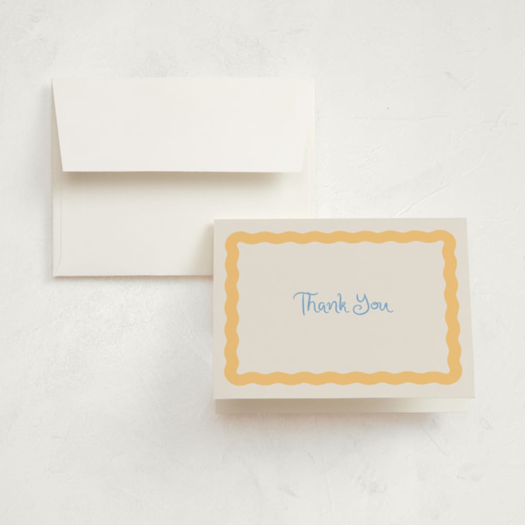 "Augusta" - Children's Birthday Party Thank You Cards in Melon by Megan Davis - Front