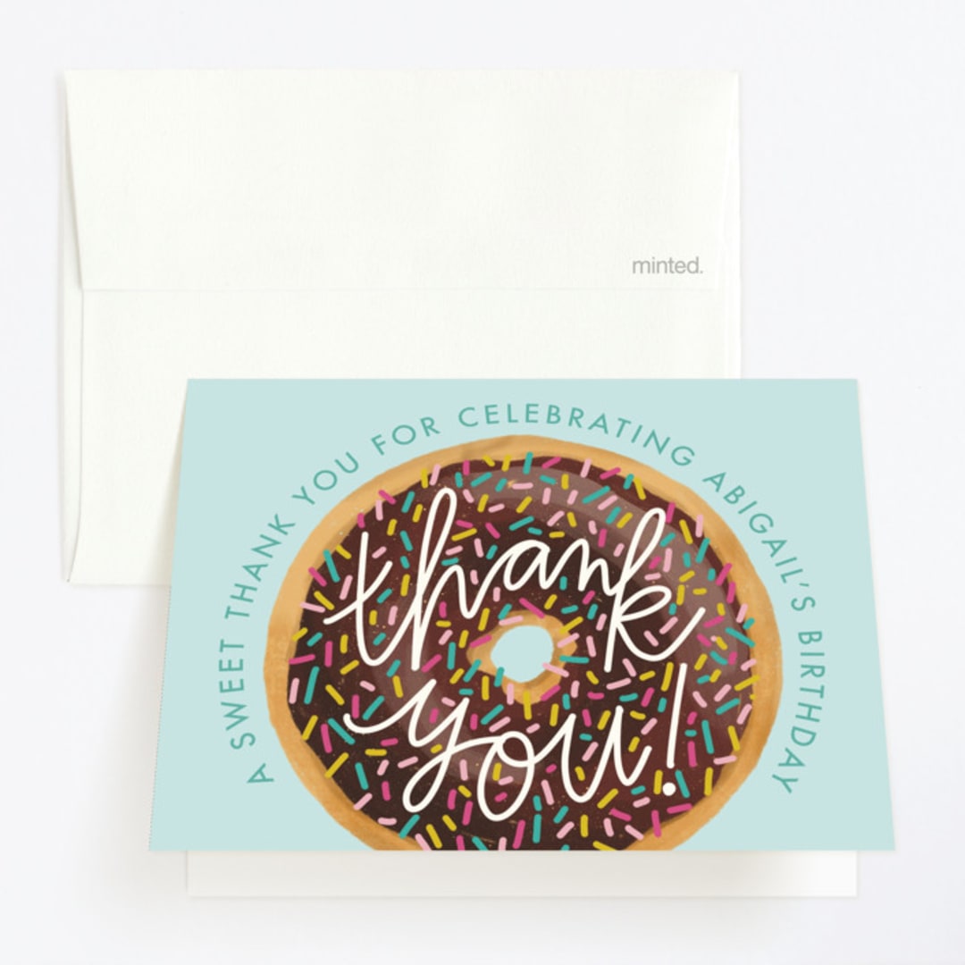 "donut party" - Children's Birthday Party Thank You Cards in Chocolate by Jen Owens - Front