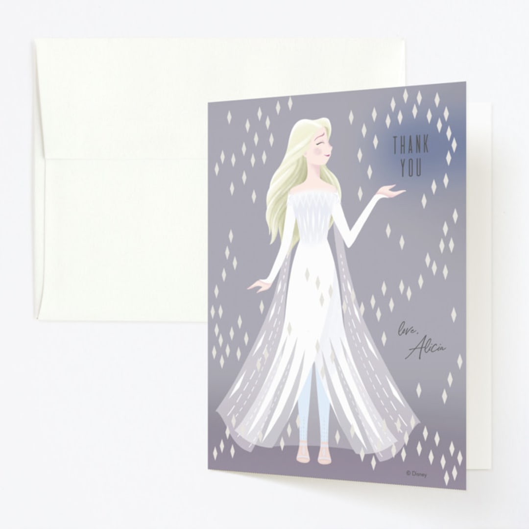 "Disney's Elsa It’s Magical" - Children's Birthday Party Thank You Cards in Moonstone by Dani Lugato - Front