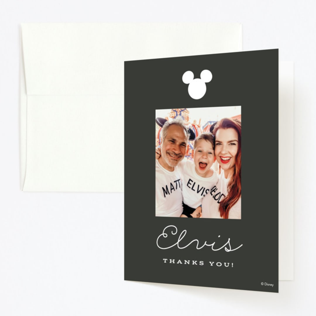 "Disney's Mickey party" - Children's Birthday Party Thank You Cards in Cobblestone by Sara Hicks Malone - Front