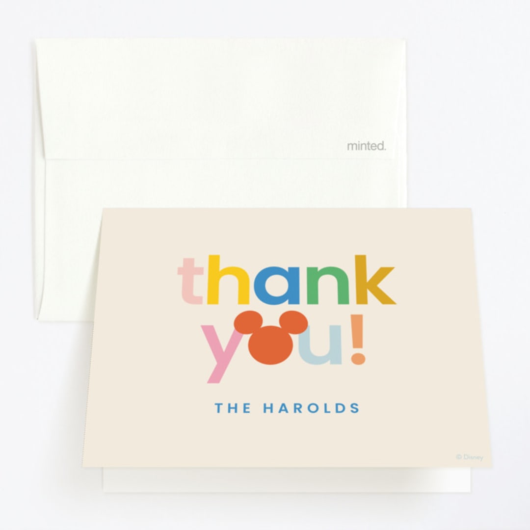 "Vibrant Disney Mickey" - Children's Birthday Party Thank You Cards in Bold by Ellen Schlegelmilch - Front