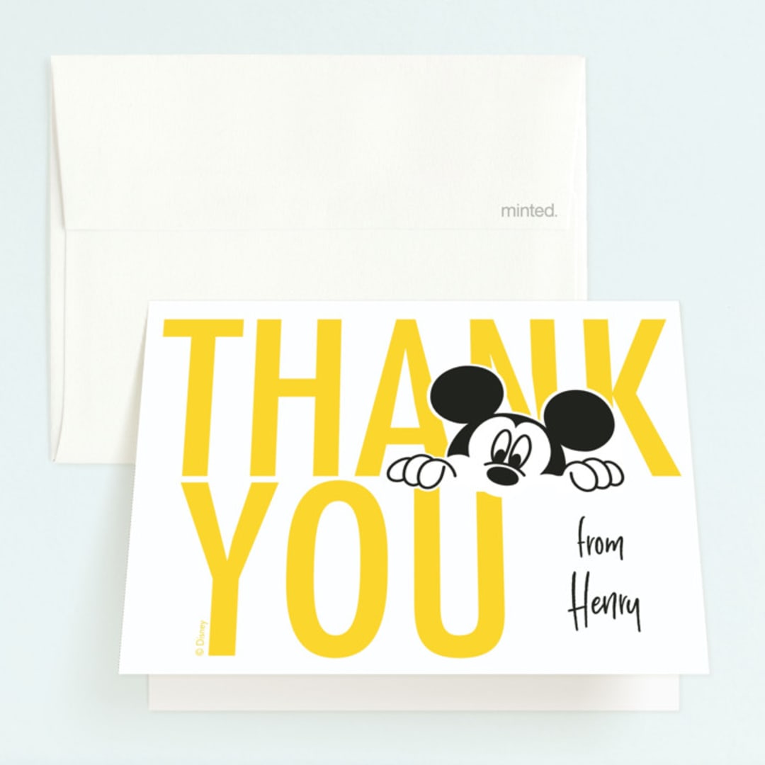"Disney's Mickey Mouse Birthday Fun" - Children's Birthday Party Thank You Cards in Sunshine by Julee London - Front