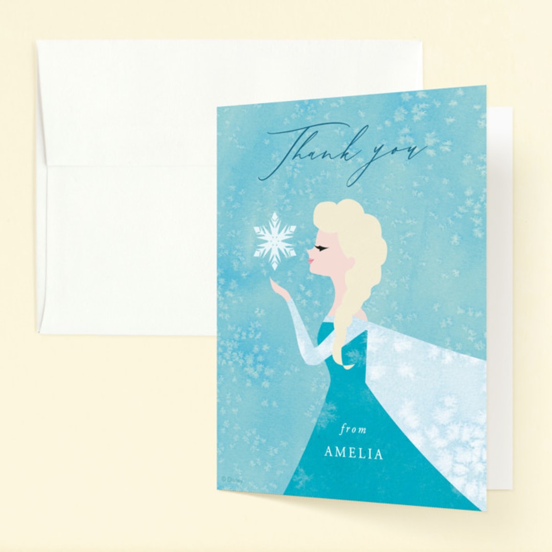 "Disney Elsa's Snowflakes" - Children's Birthday Party Thank You Cards in Frost by Holly Whitcomb - Front