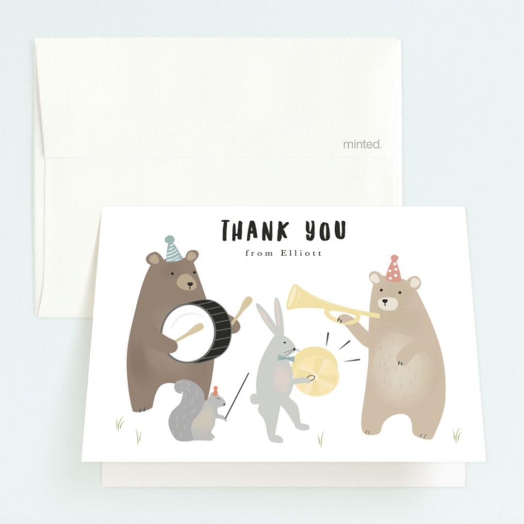 "bears marching band" - Children's Birthday Party Thank You Cards in Primary by Faith Dorn - Front