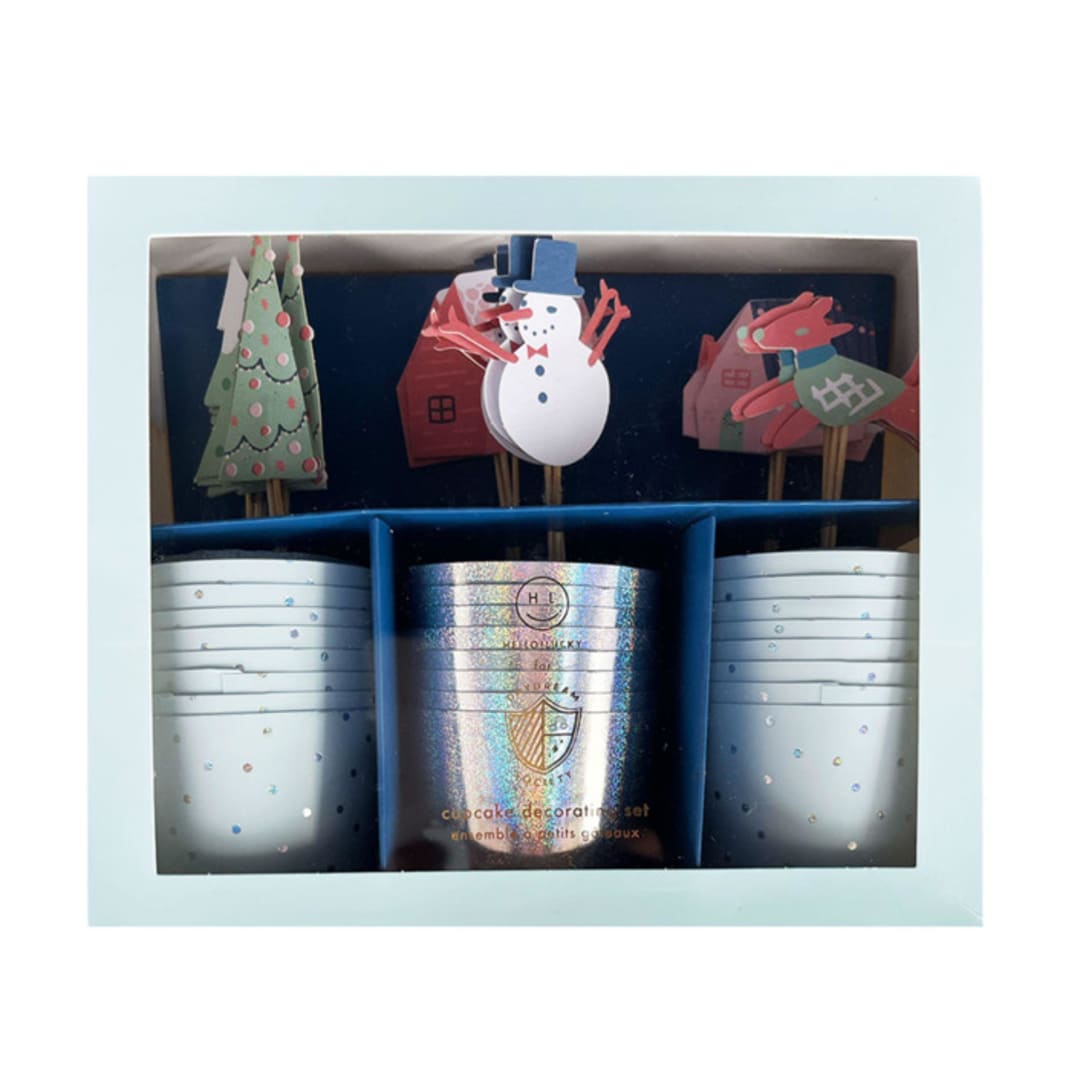 "Snow Day Cupcake Decorating Set" - Party Baking Cups in multicolor by Jollity and Co