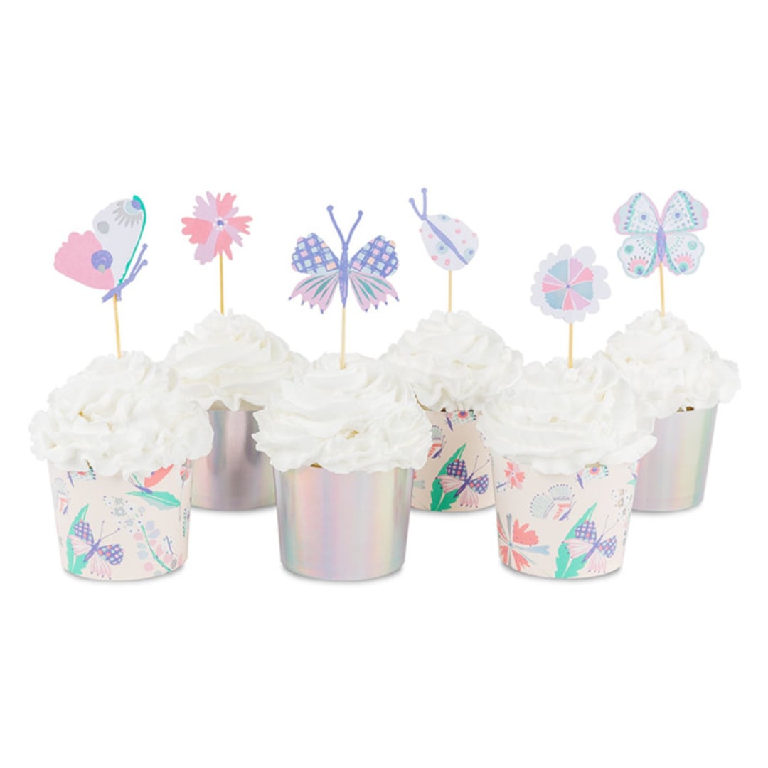 "Flutter Cupcake Decorating Set" - Party Baking Cups in multicolor by Jollity and Co