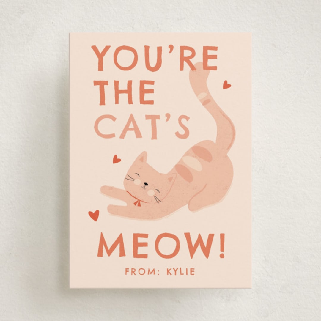 "Cats Meow" - Classroom Valentines in Apricot by Angela Thompson - Front