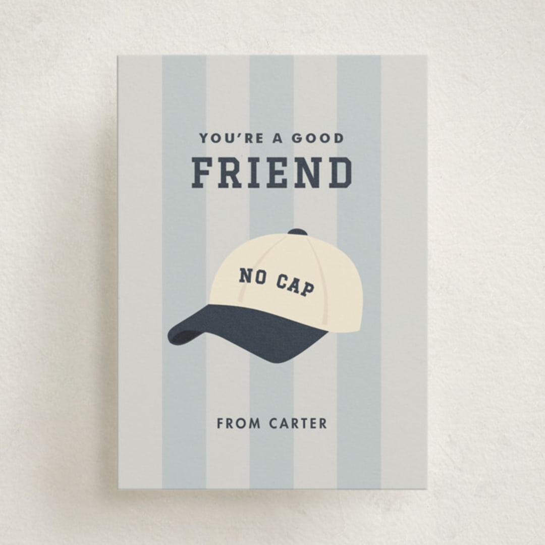 "no cap." - Classroom Valentines in Baby Blue by Ellen Schlegelmilch - Front