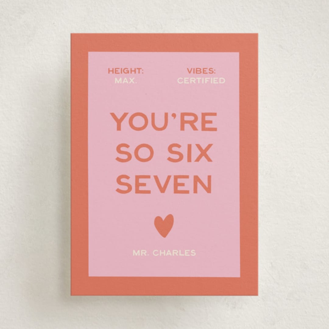 "SixSeven" - Classroom Valentines in Peach by Ani Somi - Front