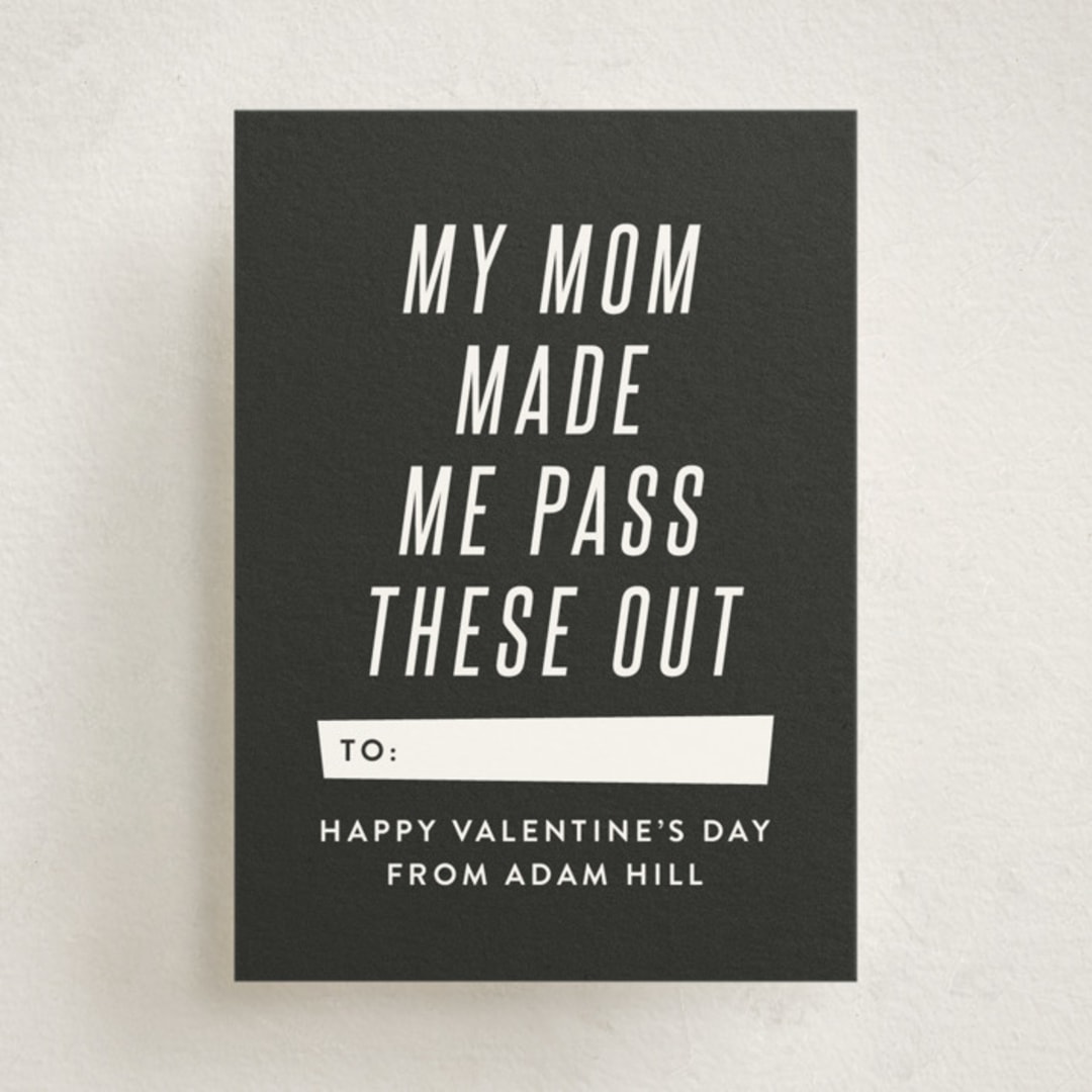 "Mom Made Me" - Classroom Valentines in Slate by Amy Payne - Front