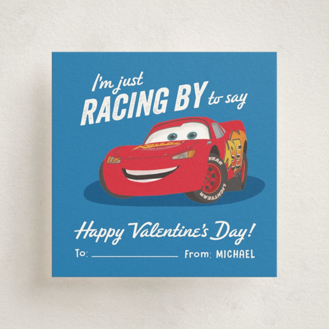 "Pixar's Race Car Wish" - Classroom Valentines in Pond by Creo Study - Front