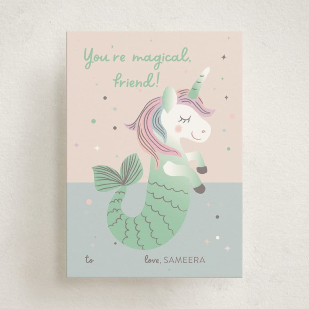 "magical friend" - Classroom Valentines in Mint by Kanika Mathur - Front