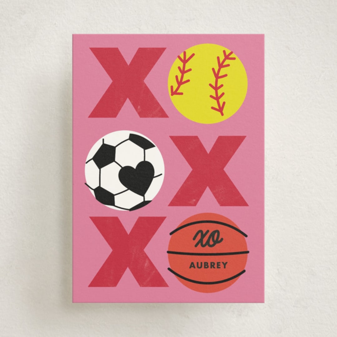 "Sporty" - Classroom Valentines in Berry by Baumbirdy - Front