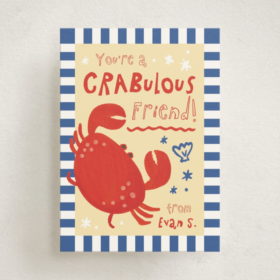 "Crabulous" - Classroom Valentines in Sea by Jenna Holcomb - Front