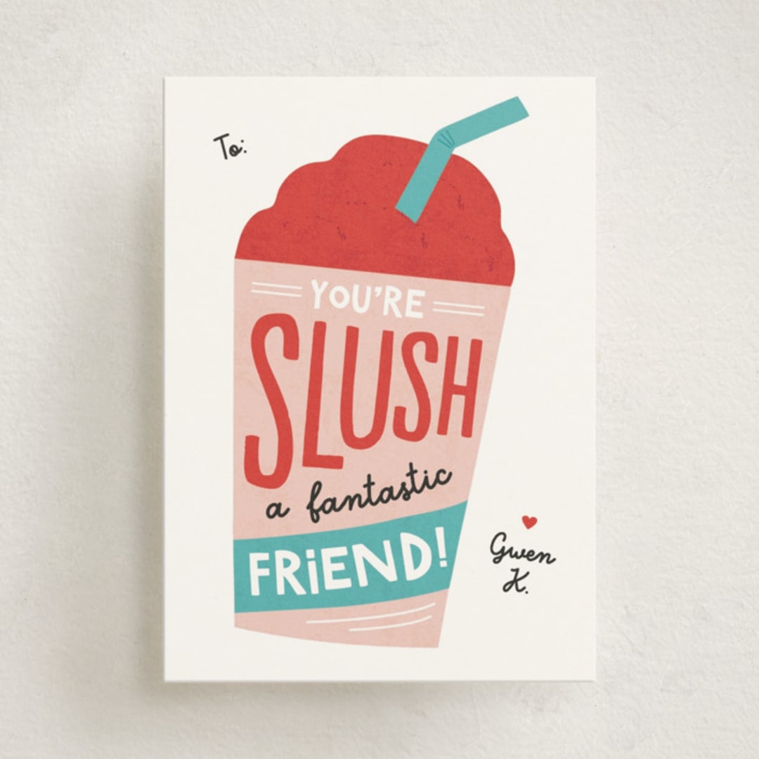 "Slush a Good Friend" - Classroom Valentines in Cherry by Erica Krystek - Front