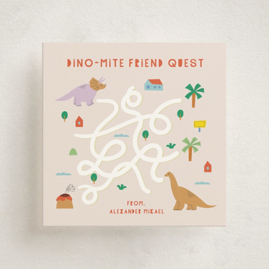 "Dinomite Quest" - Classroom Valentines in Vanilla by Kartika Paramita - Front