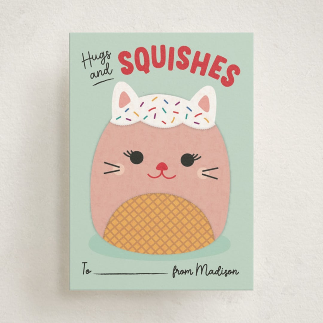 "Hugs & Squishes" - Classroom Valentines in Mint by Erica Krystek - Front