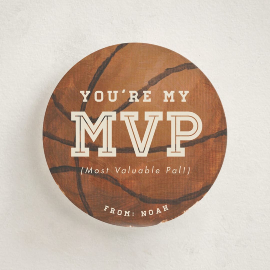 "Painted Basketball" - Classroom Valentines in Cola by Holly Whitcomb - Front