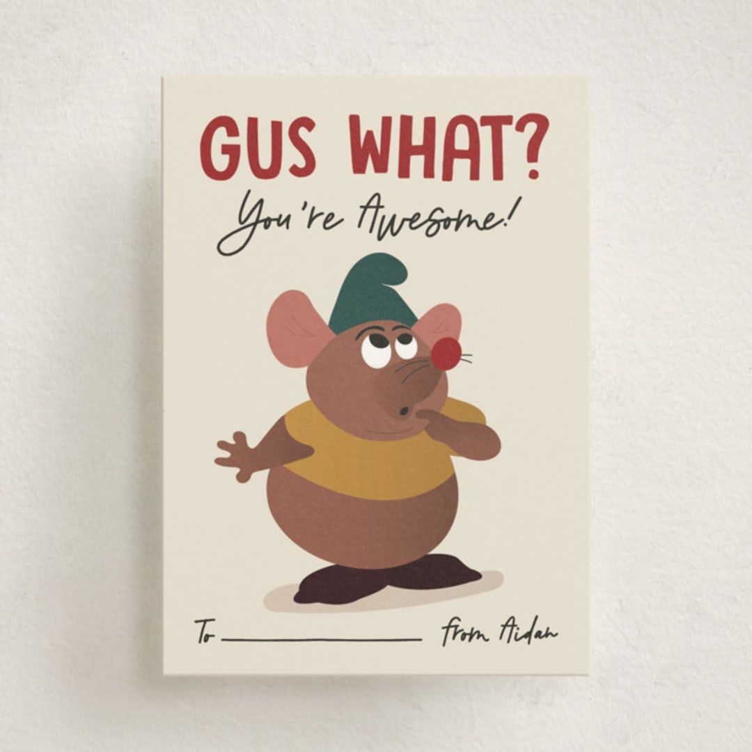 "Disney's Cinderella Gus What?" - Classroom Valentines in White Cheddar by Erica Krystek - Front