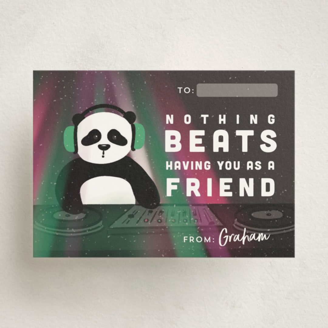 "BEATS" - Classroom Valentines in Teal Tempo by Lauren Jinhee - Front