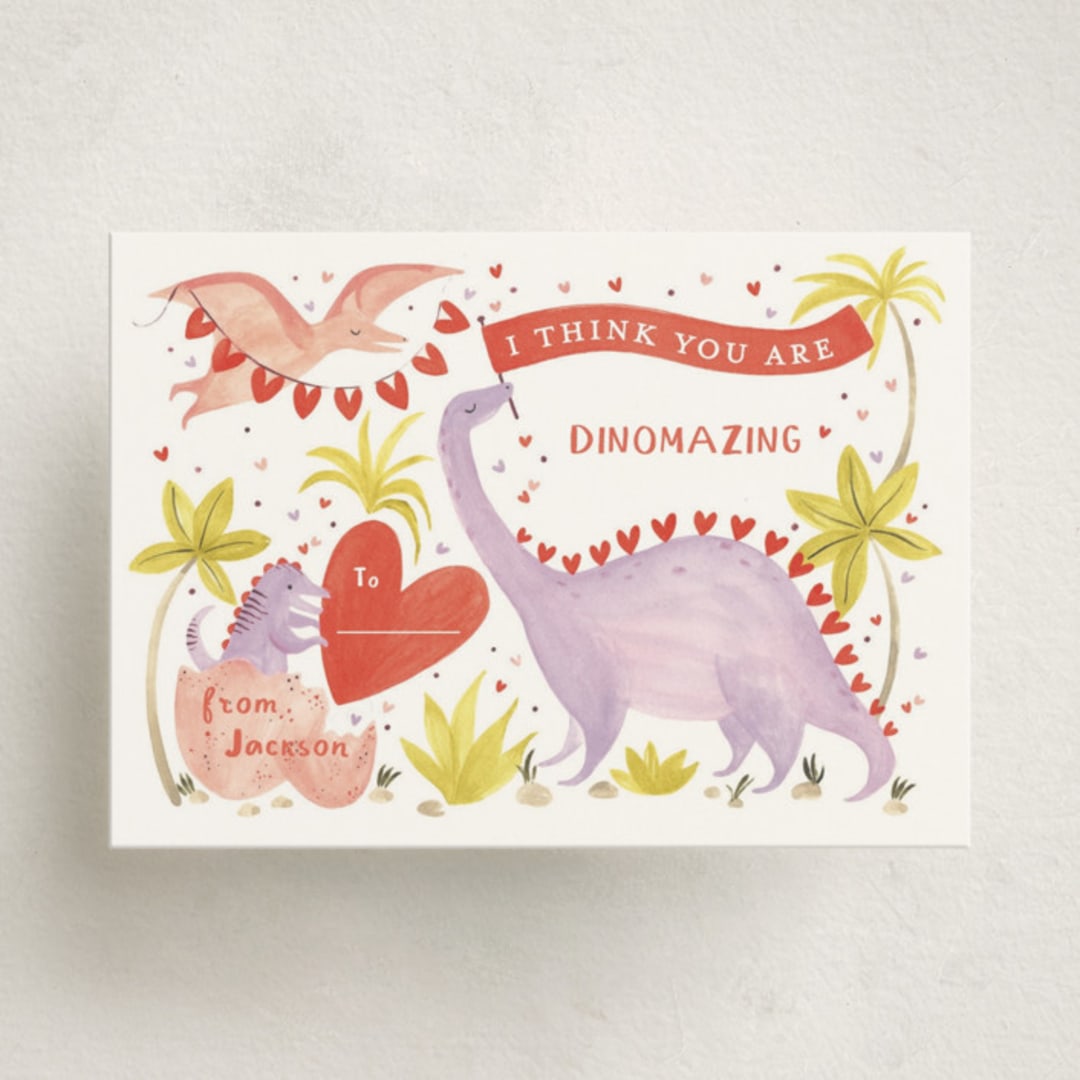 "Dinomazing" - Classroom Valentines in Candy Hearts by Sarah Knight - Front