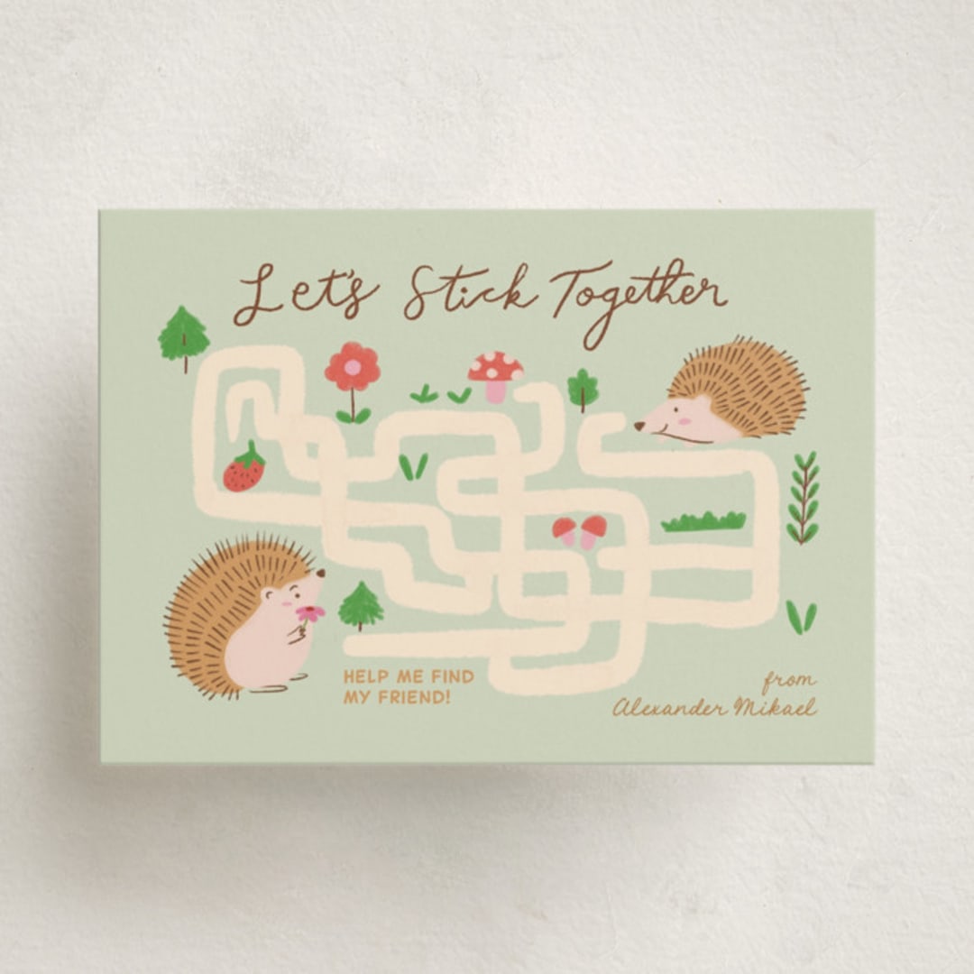 "Hedgehog Maze Game" - Classroom Valentines in Sage by Kartika Paramita - Front