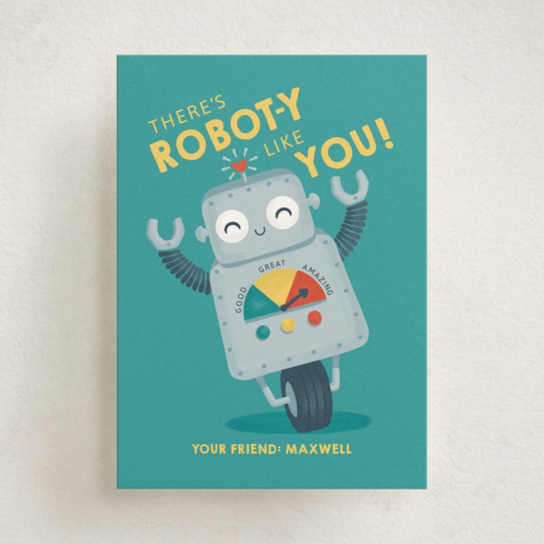 "There's Robot-y Like You!" - Classroom Valentines in Machine Marine by tinaleeart - Front