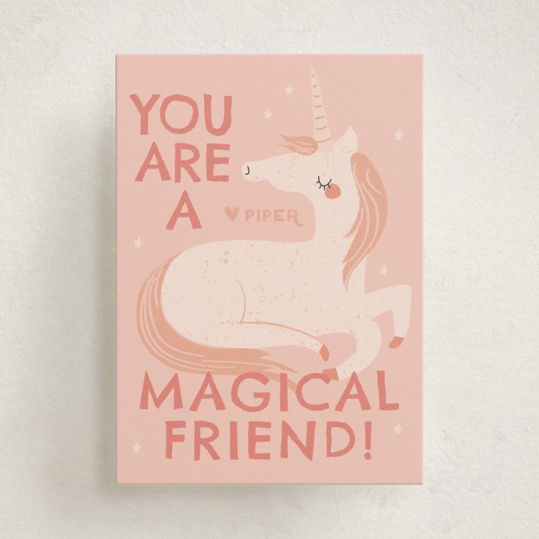 "Unicorn Magic" - Classroom Valentines in Peach by Angela Thompson - Front