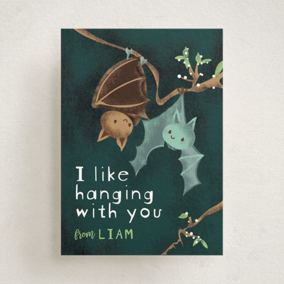 "Hanging Bats" - Classroom Valentines in Forest by Caroline Harberd - Front