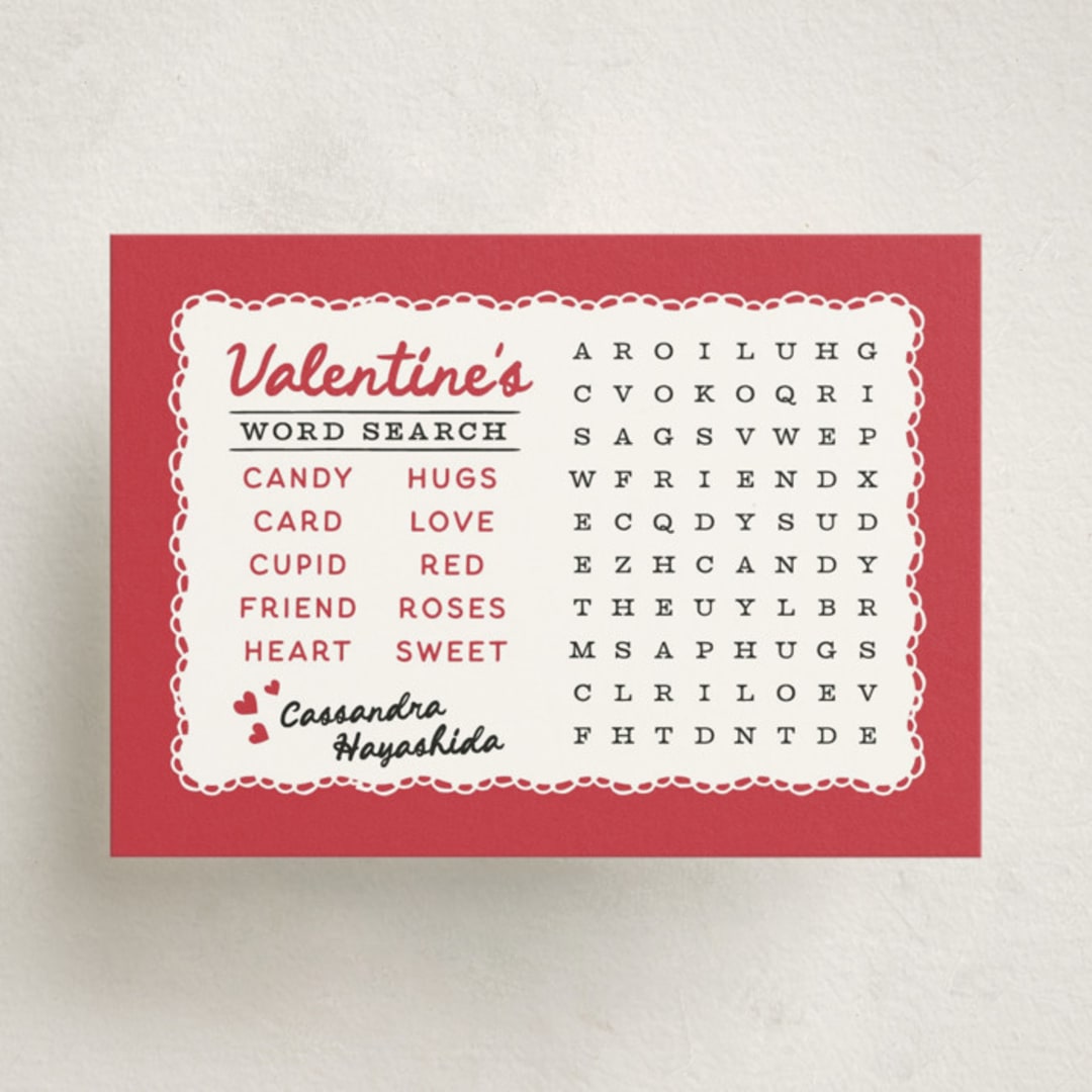 "word search" - Classroom Valentines in Strawberry by Kamala Nahas - Front