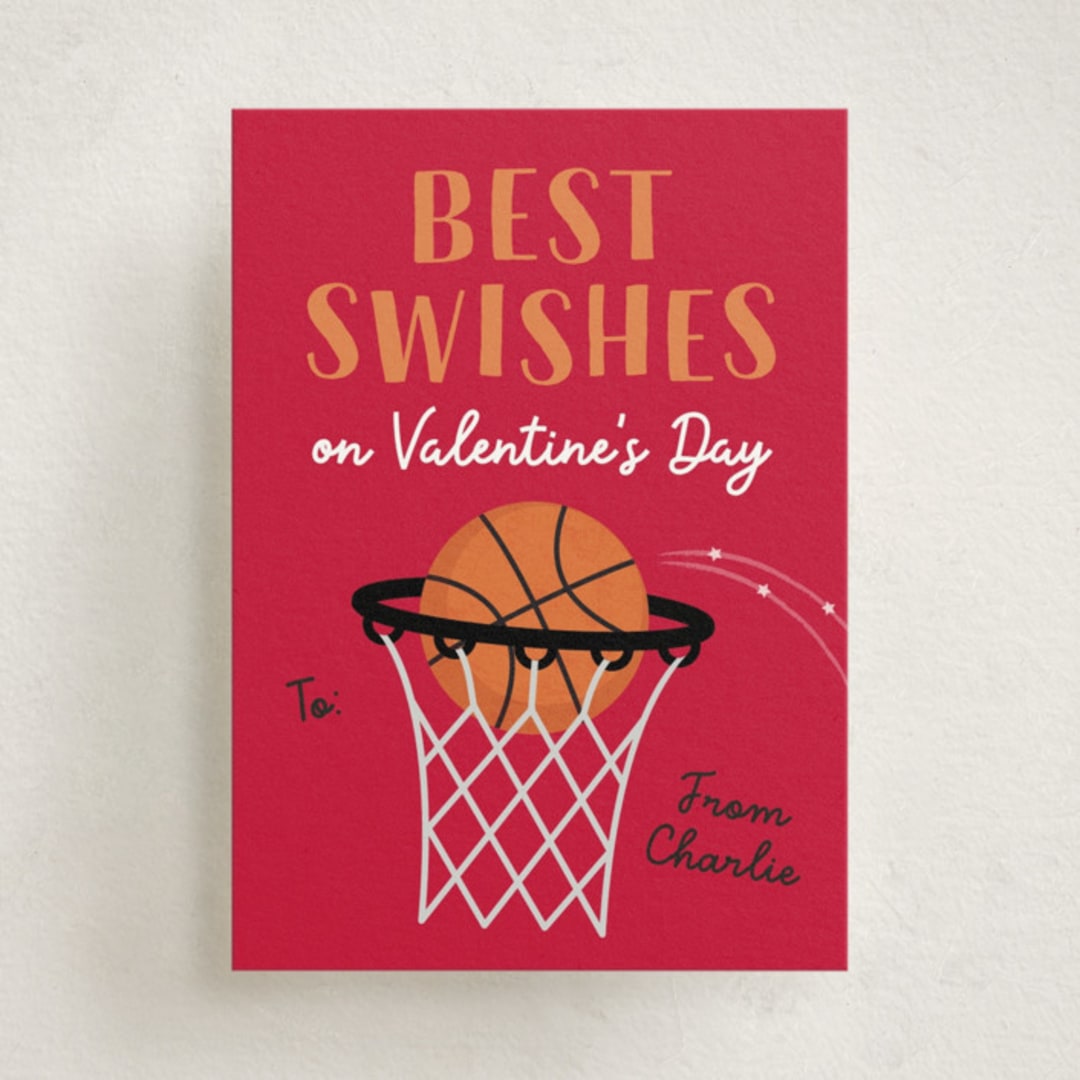 "Best Swishes" - Classroom Valentines in Cherry by Erica Krystek - Front