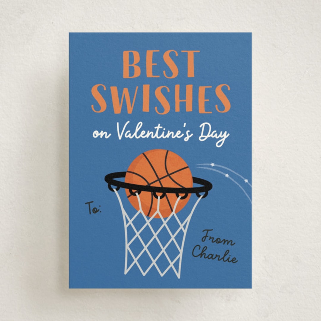 "Best Swishes" - Classroom Valentines in Blueberry by Erica Krystek - Front