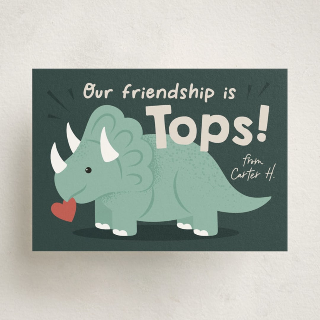 "TriceraTOPS Friend" - Classroom Valentines in Everglade by Kacey Kendrick Wagner - Front